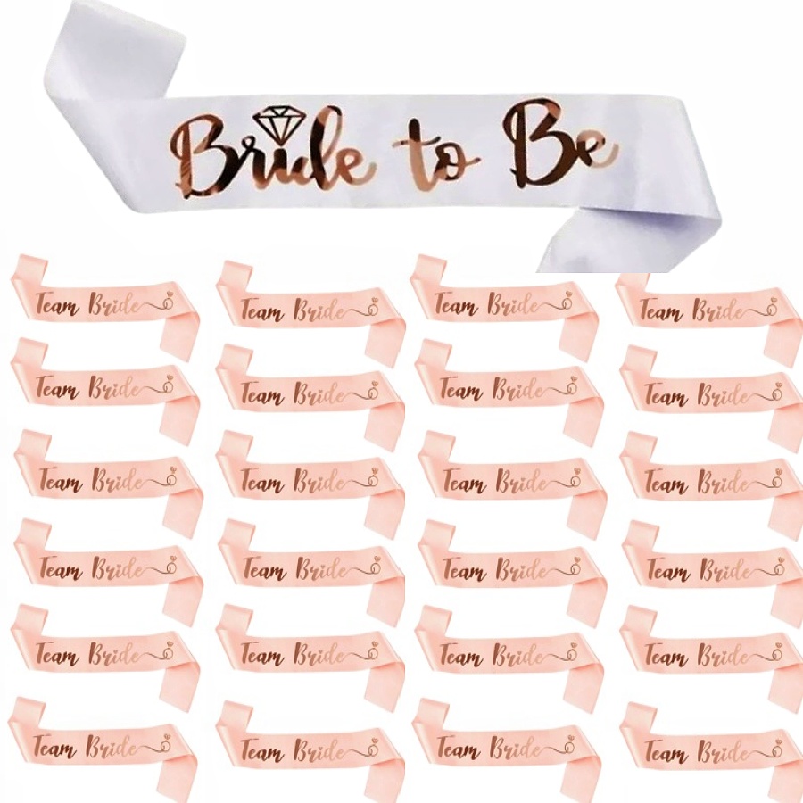 Bride Tribe Sash - 25개/세트 로즈 골든 새시 벨트 1개