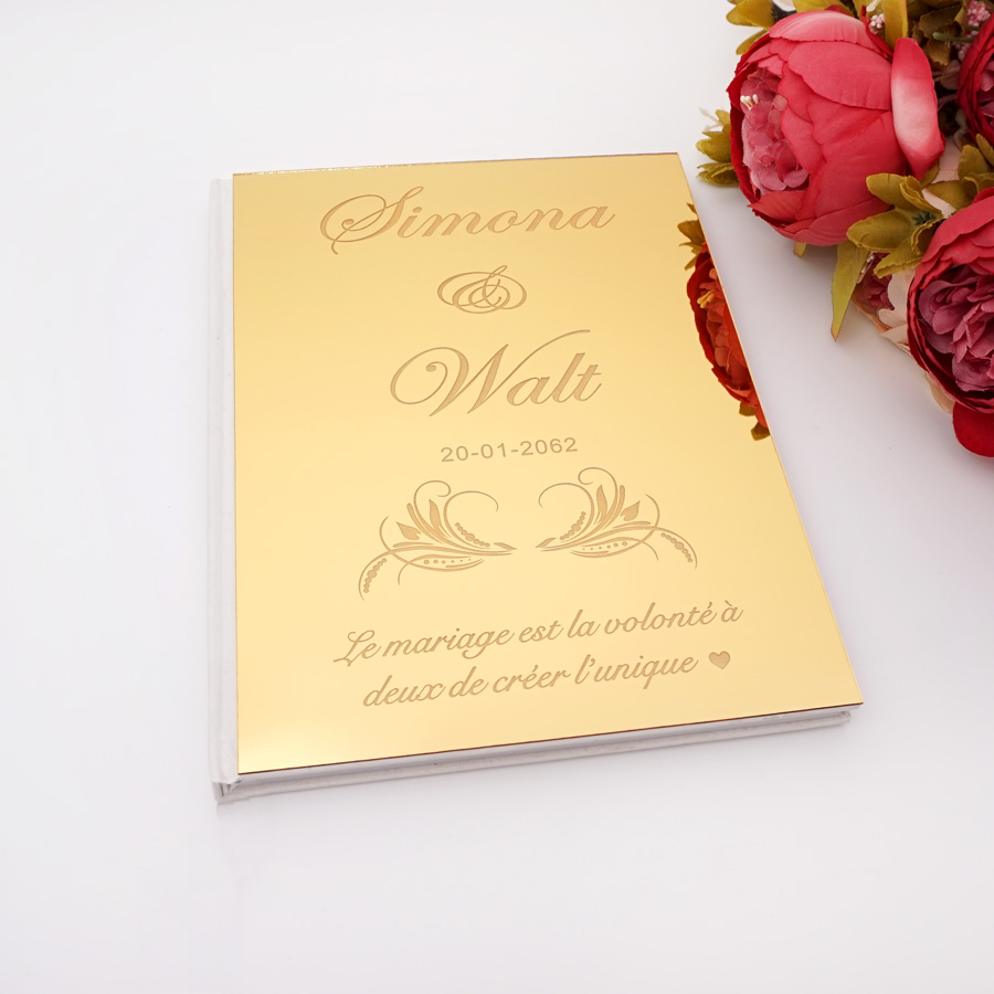 Personalized Guest Book - 맞춤형 아크릴 거울, 우아한 결혼 서명,