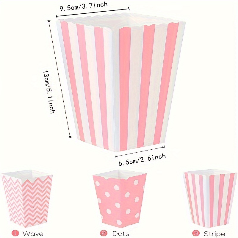 Wedding Favor Box - 12 개/갑, 핑크 종이 팝콘 상자,