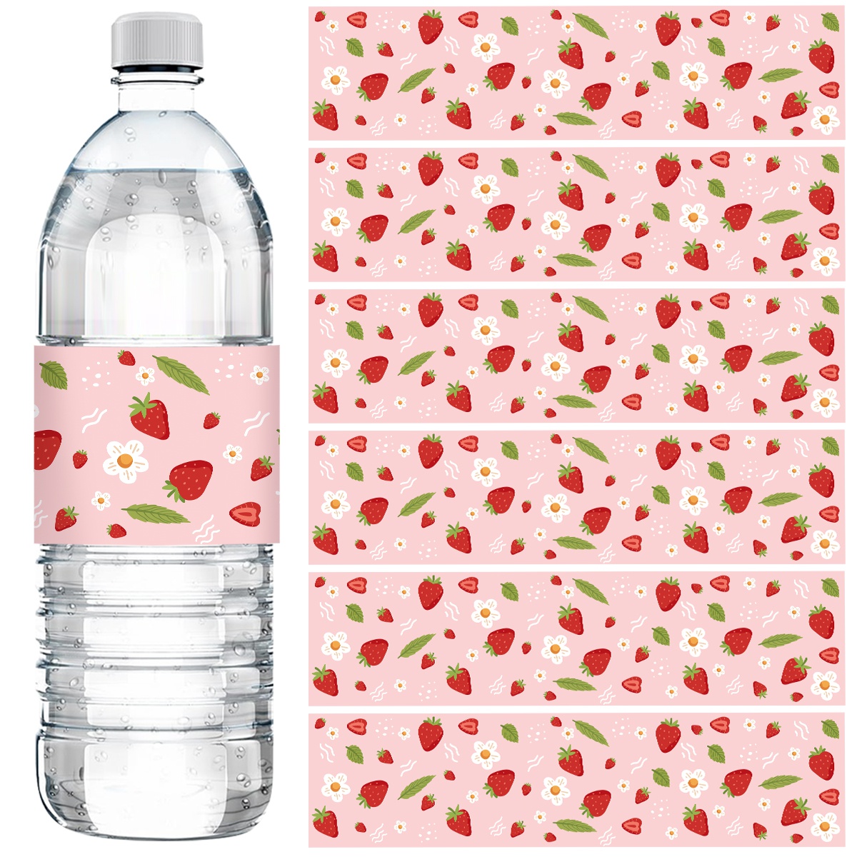 Wedding Water Supply - 10pcs 딸기 물병 라벨 핑크 테마