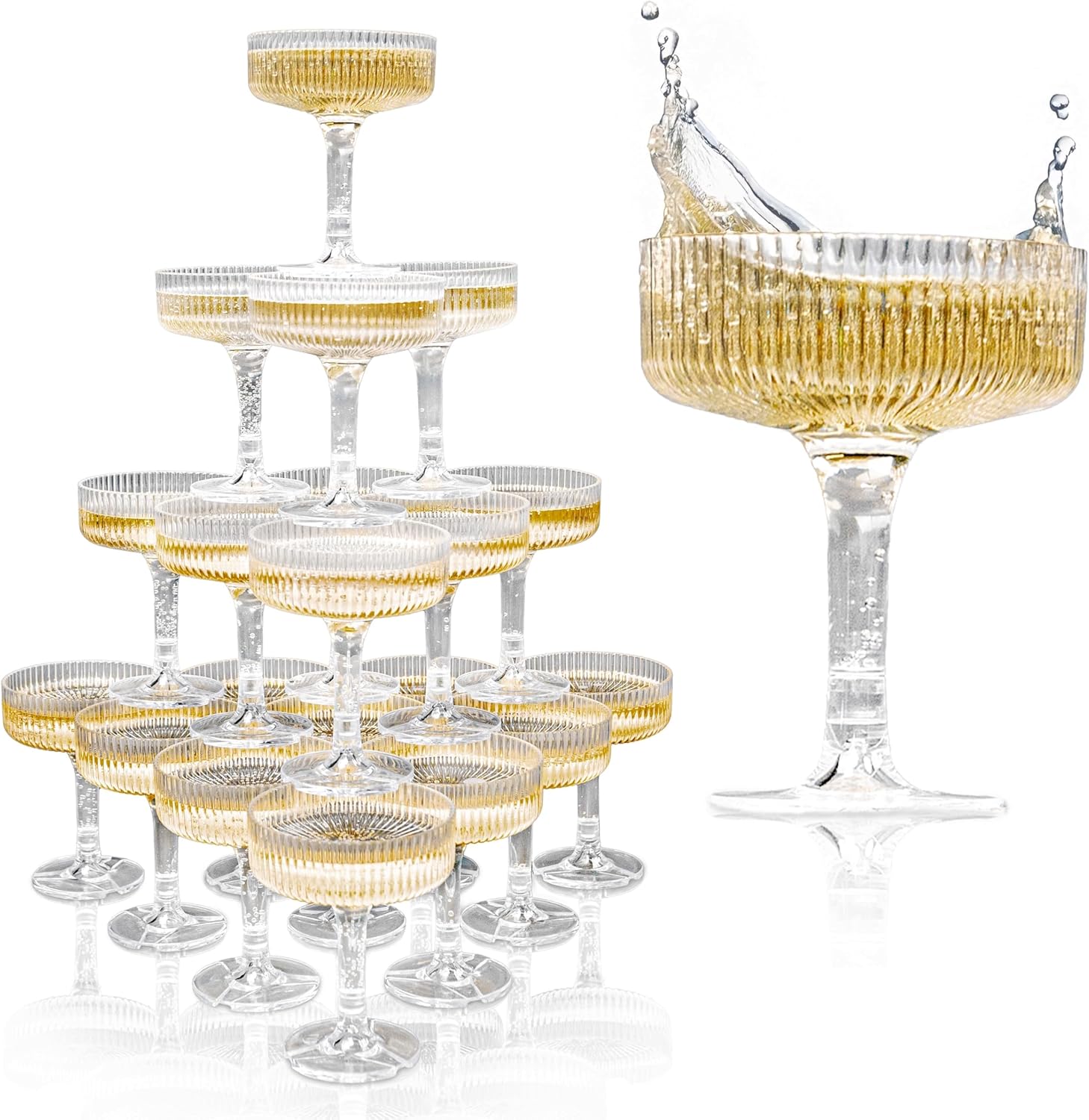 Champagne Tower Set - 20-60PCS 아크릴 샴페인 타워 7 온스