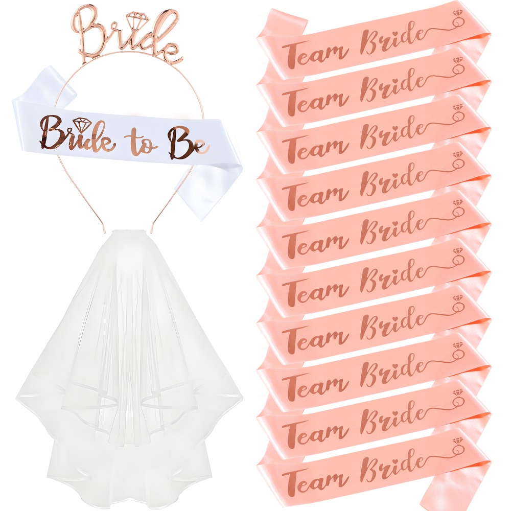 Bride Tribe Sash - 13종 신부 들러리 파티 용품 세트,