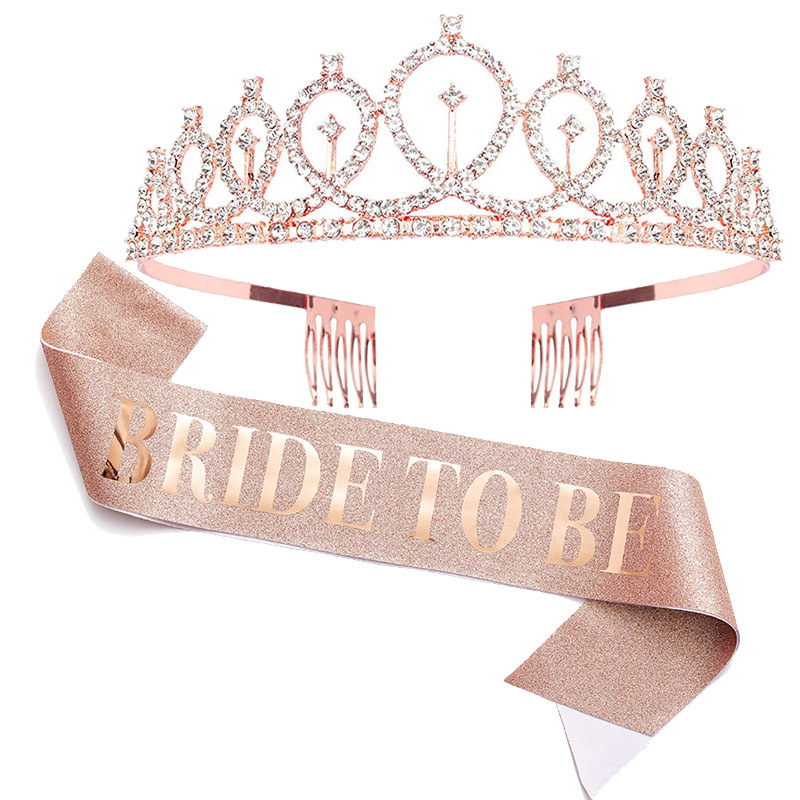 Bride Tribe Sash - 로즈 골드 신부 새틴 새시 크라운