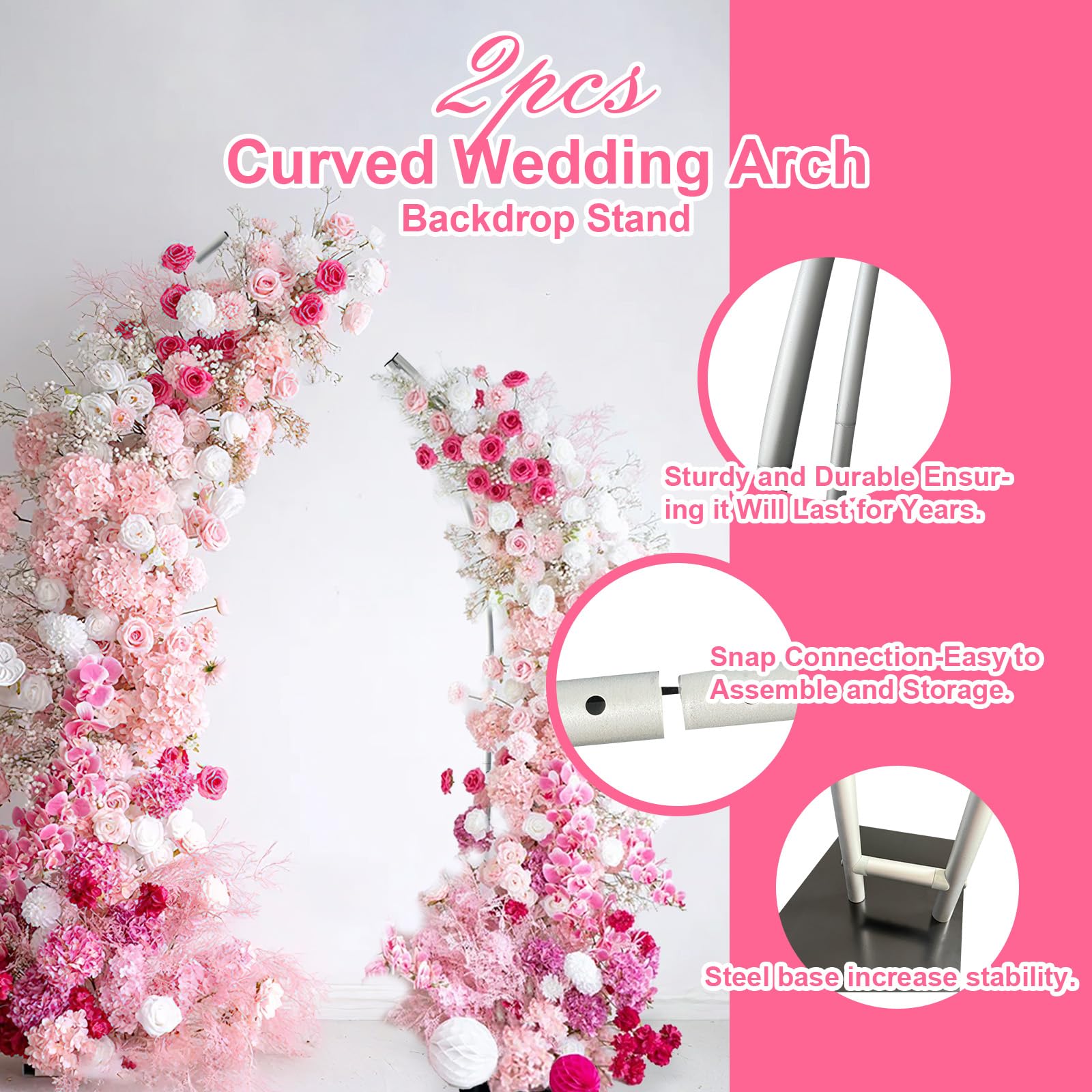 하프 아치 풍선 스탠드, 꽃 스탠드 장식, 곡선 웨딩  - Wedding Balloon Arch 리뷰 및 가격