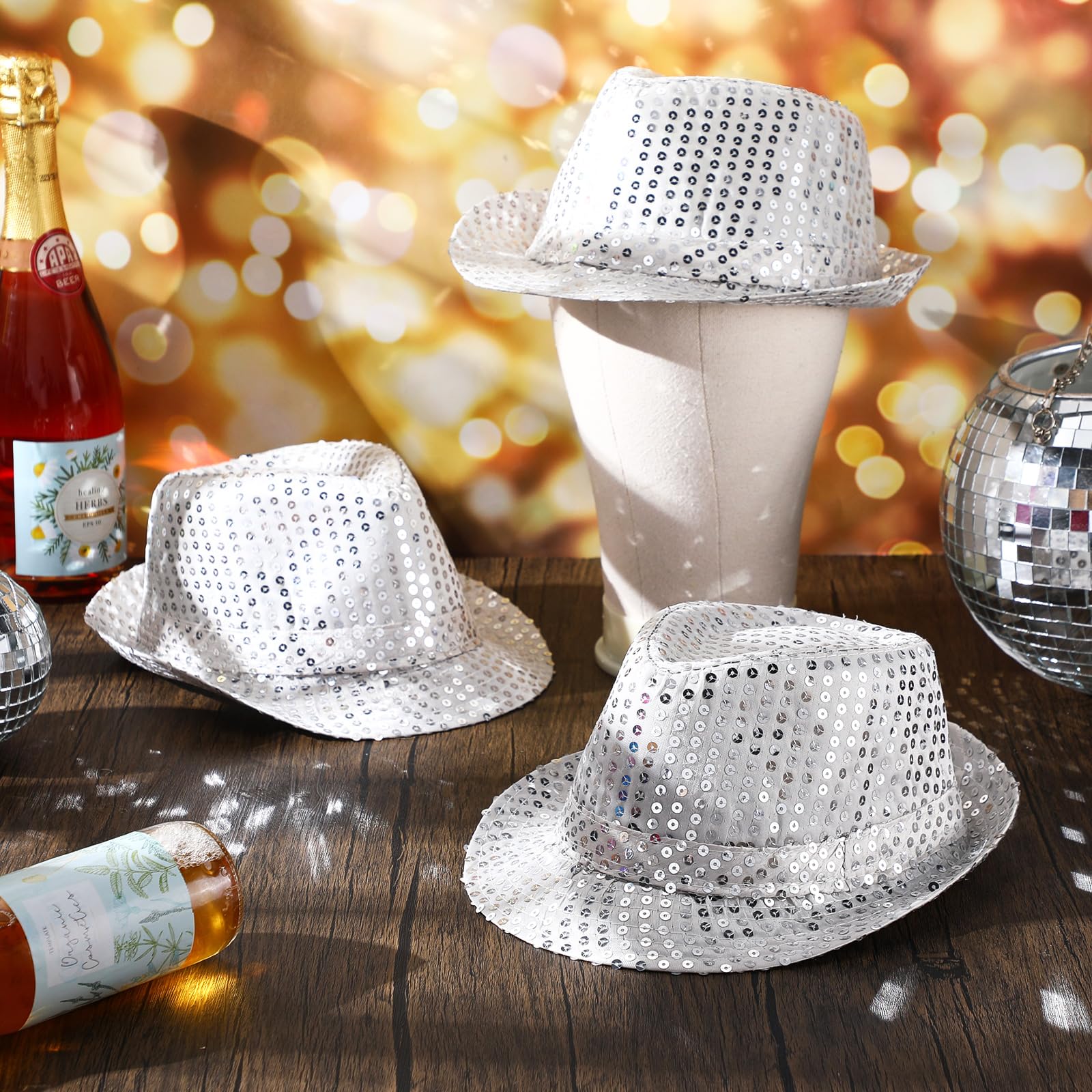 12-36Pcs 스팽글 모자 대량 글리터 레트로 디스코 - Wedding Supply In Bulk 리뷰 및 가격