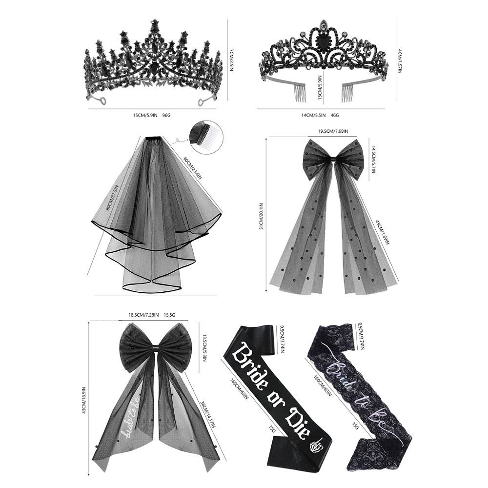 3개 세트 고딕 블랙 처녀 파티 액세서리 브라이드 투  - Bride Tribe Sash 리뷰 및 가격