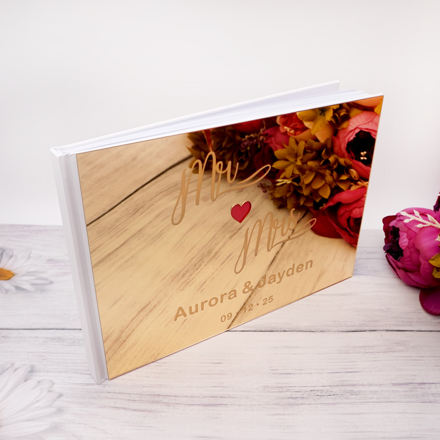 개인 맞춤 새겨진 이름과 날짜, 귀여운 붉은 심장 결혼 - Personalized Guest Book 리뷰 및 가격
