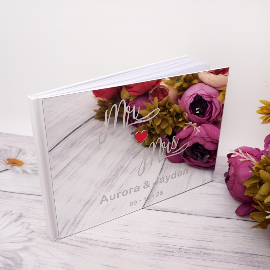 개인 맞춤 새겨진 이름과 날짜, 귀여운 붉은 심장 결혼 - Personalized Guest Book 리뷰 및 가격